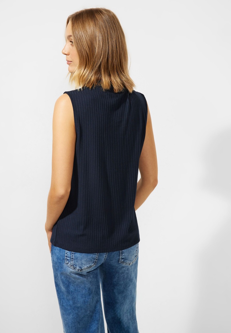 Dames Street One | Street One Ribtop Deep Blue 320343 11238