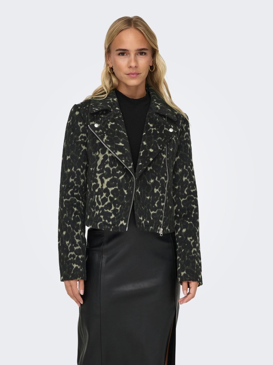 Dames Jacqueline de Yong | Jdy Leopard Bikerjack Forest Night 15300225