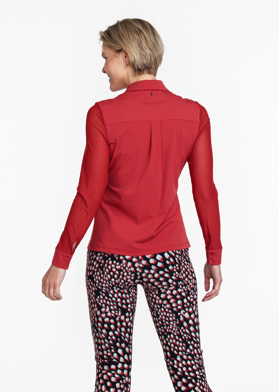 Dames Tramontana | Tramontana Blouse Met Mesh Stone Red Q13-09-401