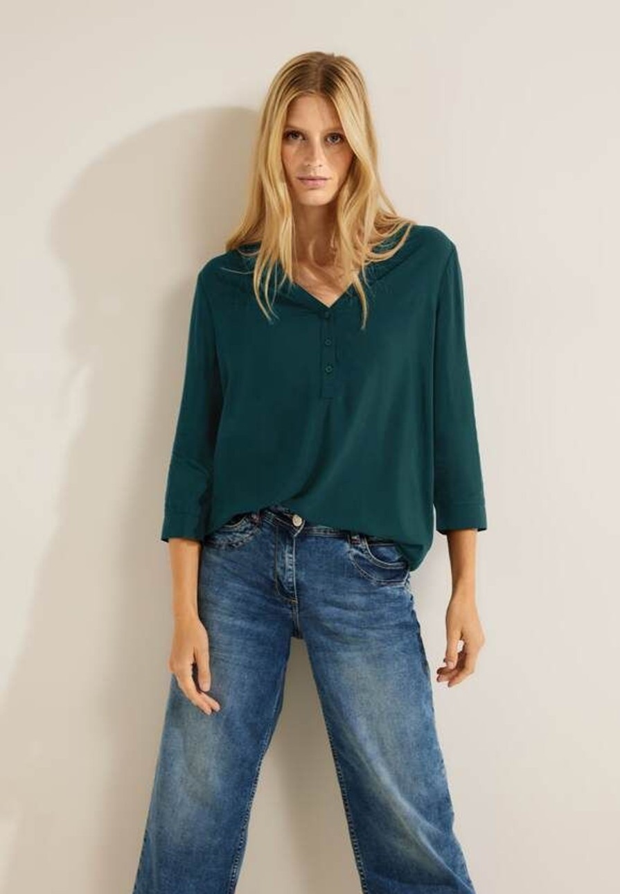 Dames Cecil | Cecil Uni Blouse Deep Lake Green 344153 14926