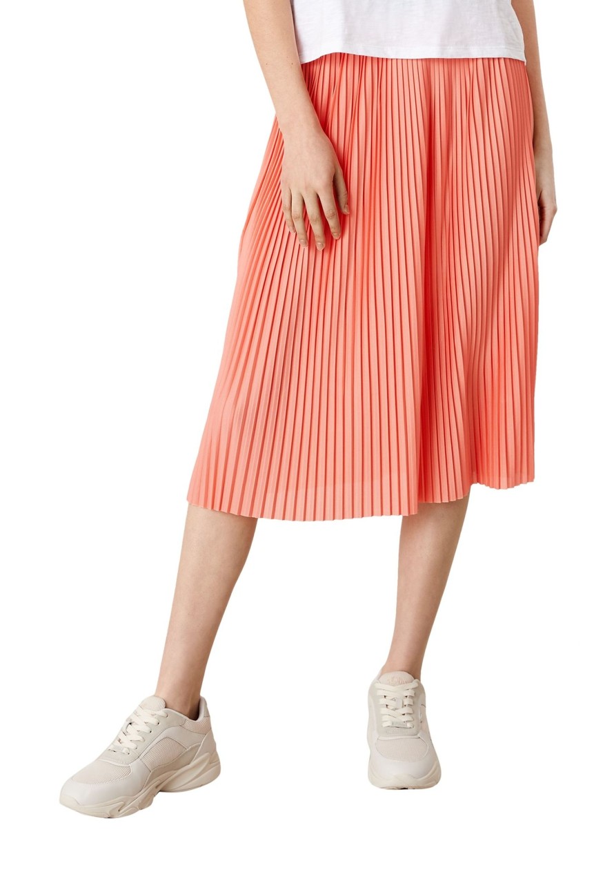 Dames S.Oliver | Qs Plisse Rok Light Orange 2113438 2041