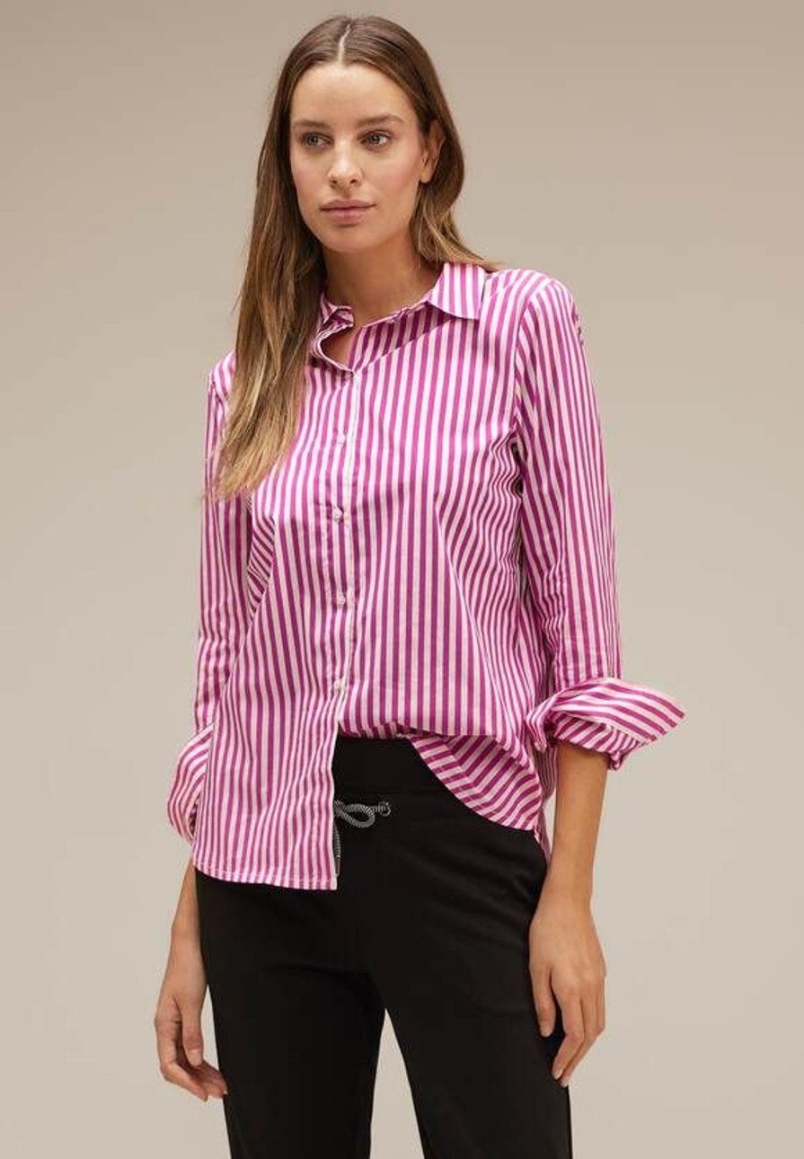 Dames Street One | Street One Streep Blouse Cozy Pink 344380 25463