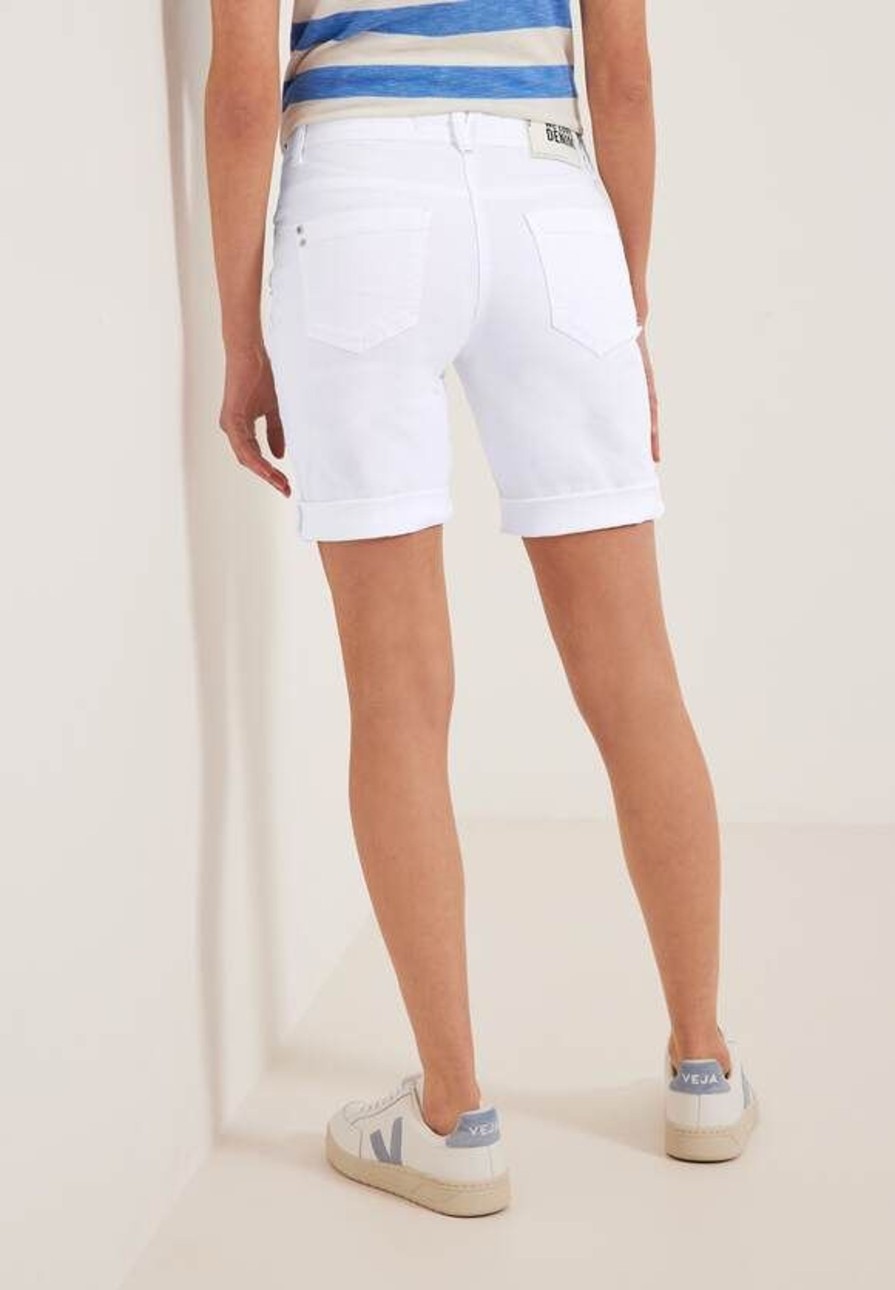 Dames Cecil | Cecil Denim Short Scarlett White 376015 10000