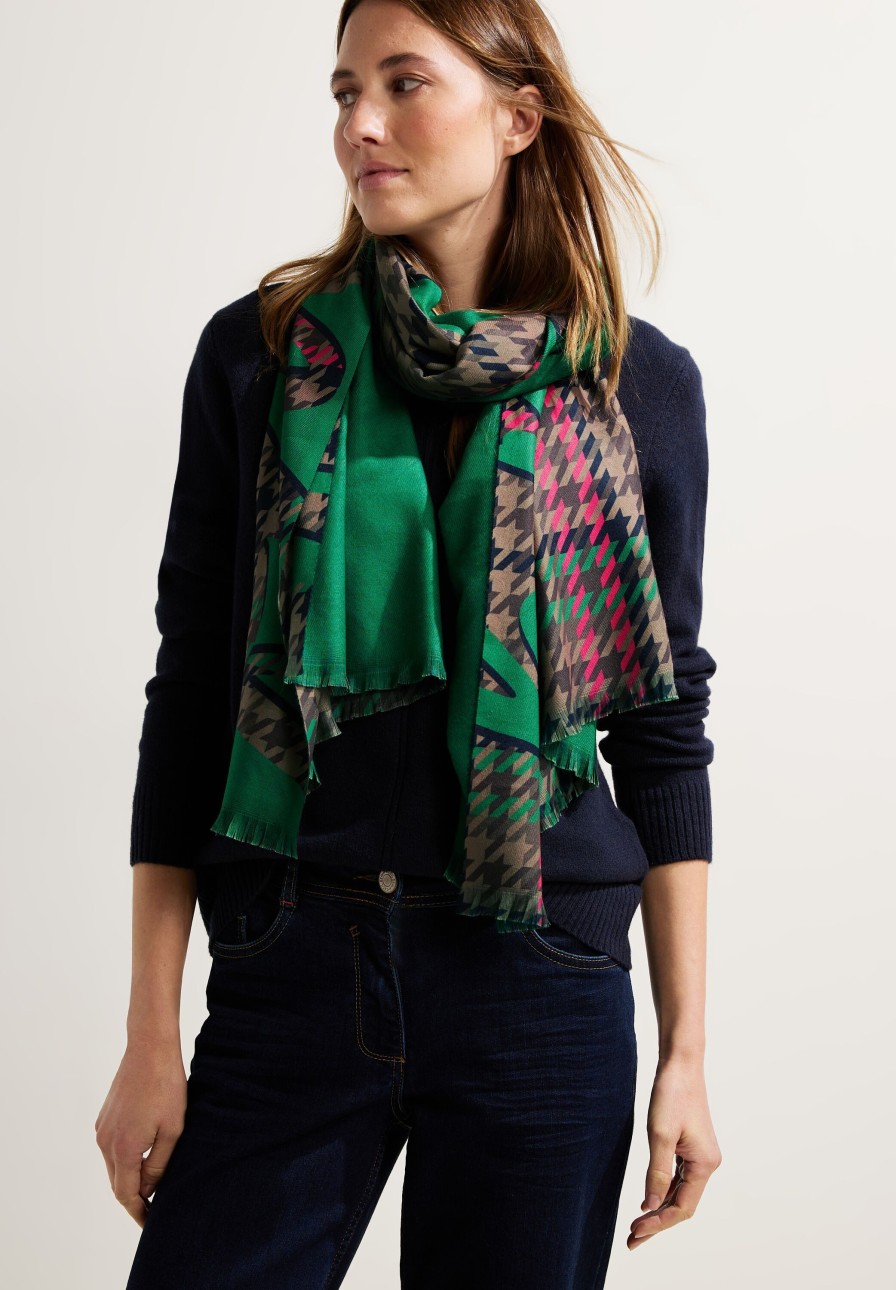 Dames Cecil | Cecil Lange Print Sjaal Easy Green 572234 35069