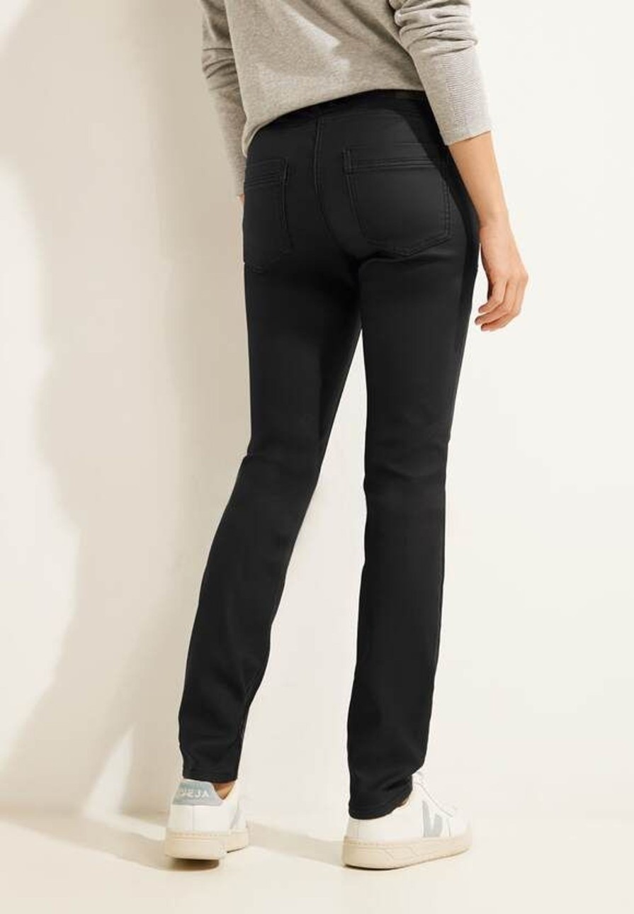 Dames Cecil | Cecil Coated Toronto Broek Black 376831 10001