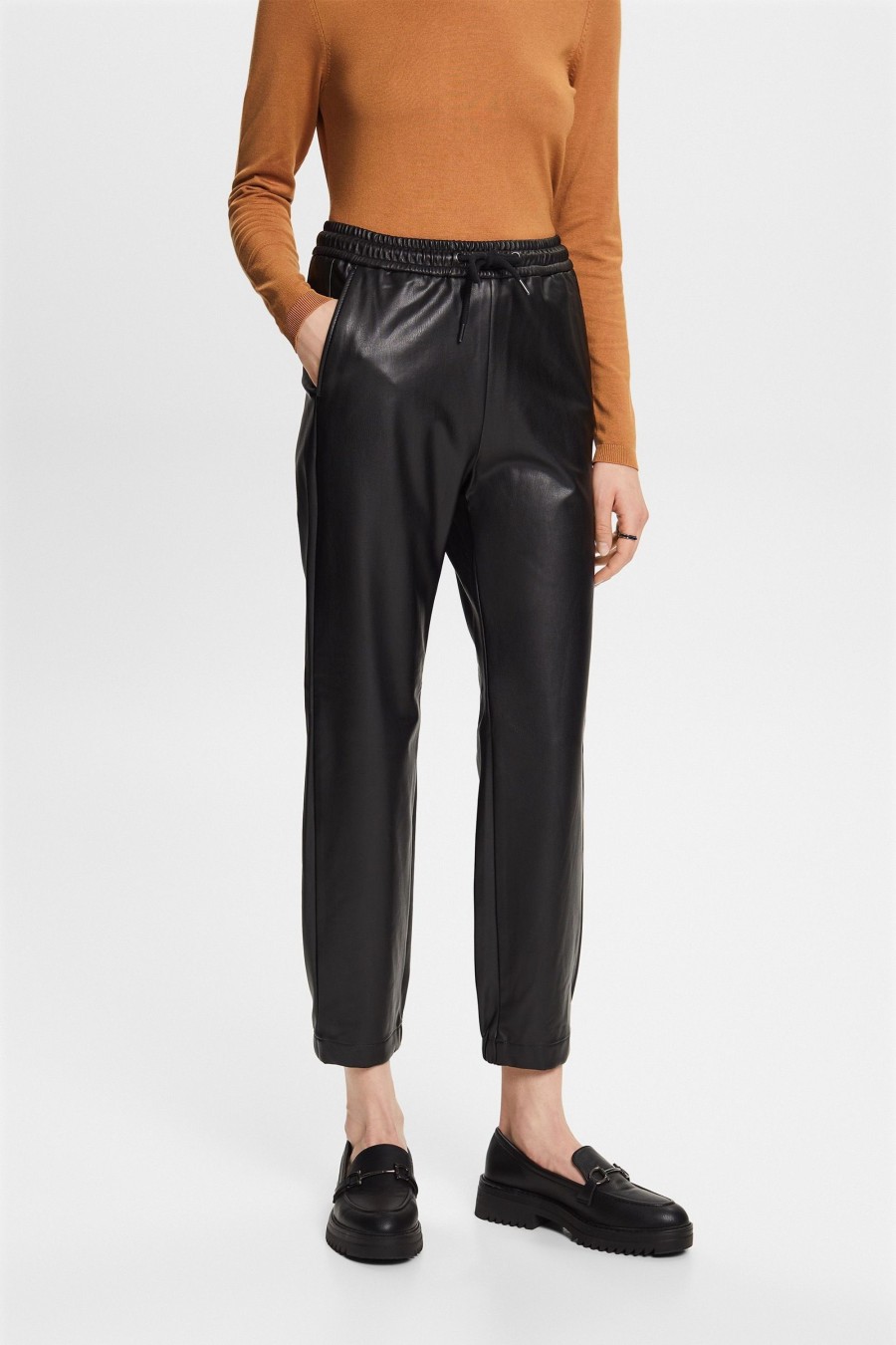 Dames Esprit | Esprit Vegan Leather Broek Black 093Cc1B302 001