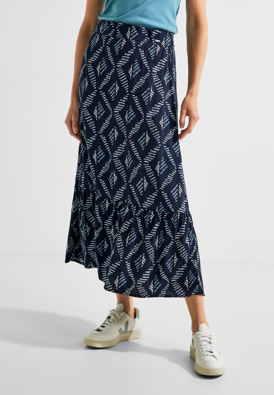 Dames Cecil | Cecil Lange Print Rok Night Sky Blue 361332 34077