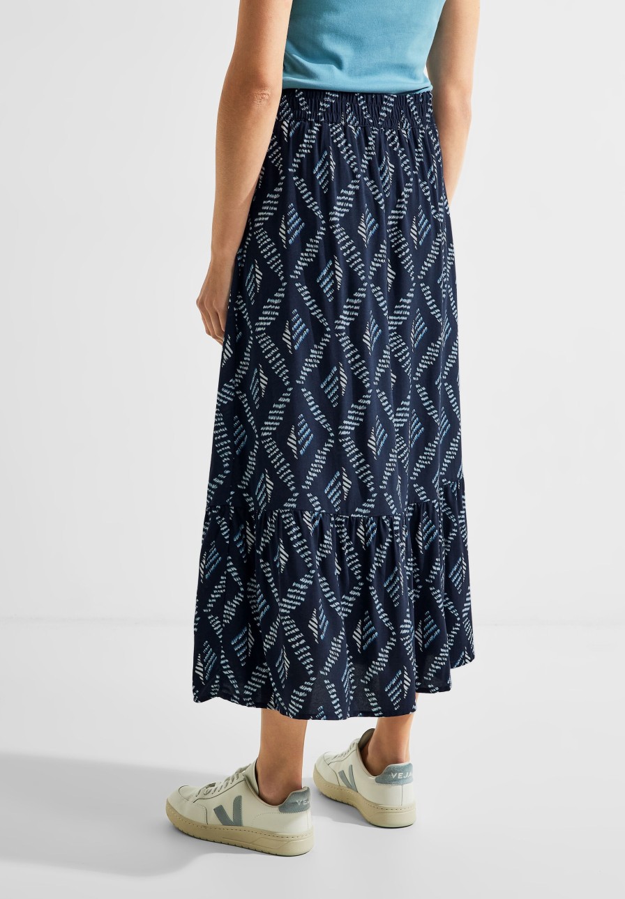 Dames Cecil | Cecil Lange Print Rok Night Sky Blue 361332 34077