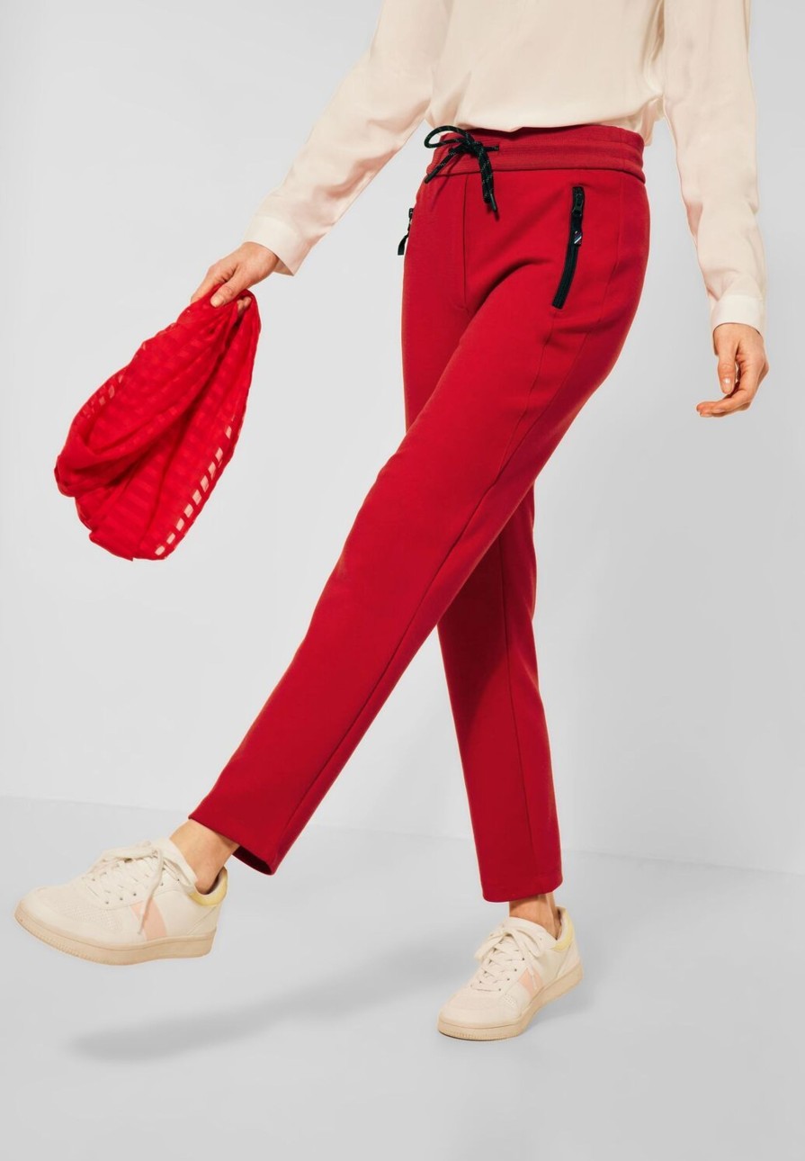 Dames Cecil | Cecil 7/8 Jersey Broek Vibrant Red 374967 13645