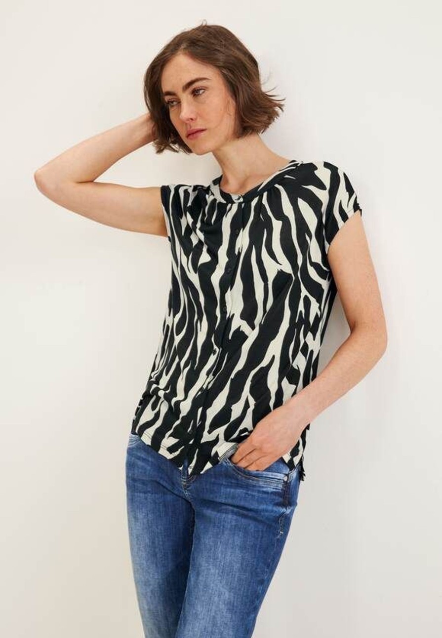 Dames Street One | Street One Zebraprint Shirt Zwart 320062 20001