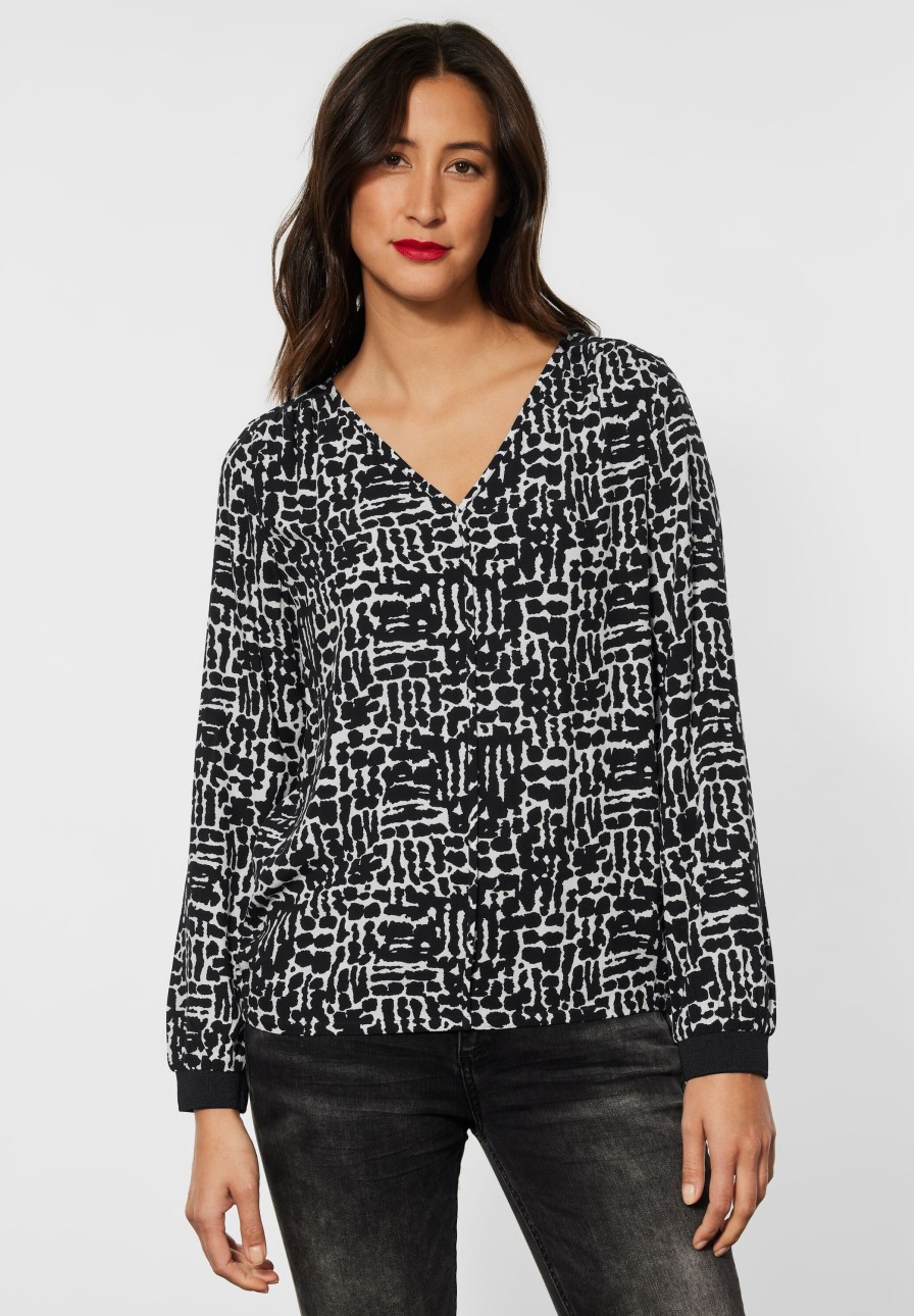 Dames Street One | Street One Print Blouse Zwart 343604 20001