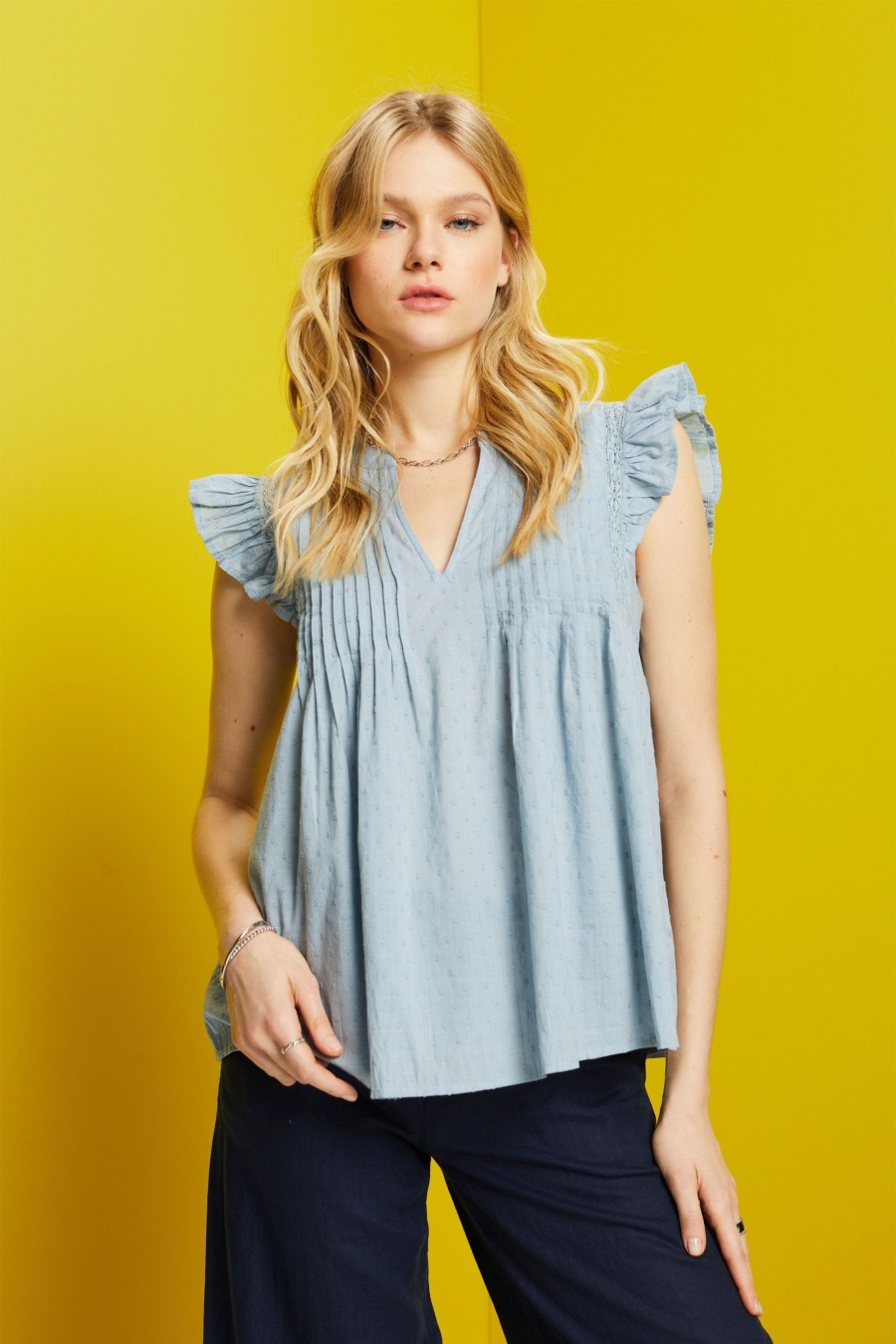 Dames Esprit | Esprit Blouse Met Stippen Blue 043Ee1F306 445